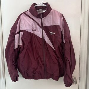 Reebok Women's Burgundy and Light Pink Bomber Jacket